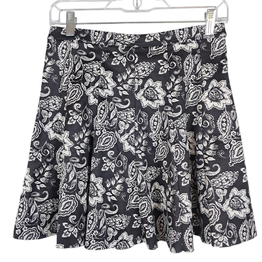ABERCROMBIE & FITCH M Mini Skater Skirt‎ Flared Black White Paisley Whimsigoth